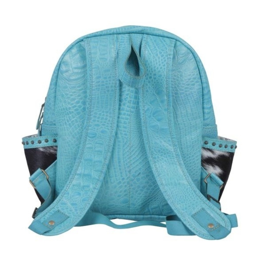 Myra Bag Handmade Wild Backpack Upcycled Canvas & Cowhide Leather - Picture 4 of 9
